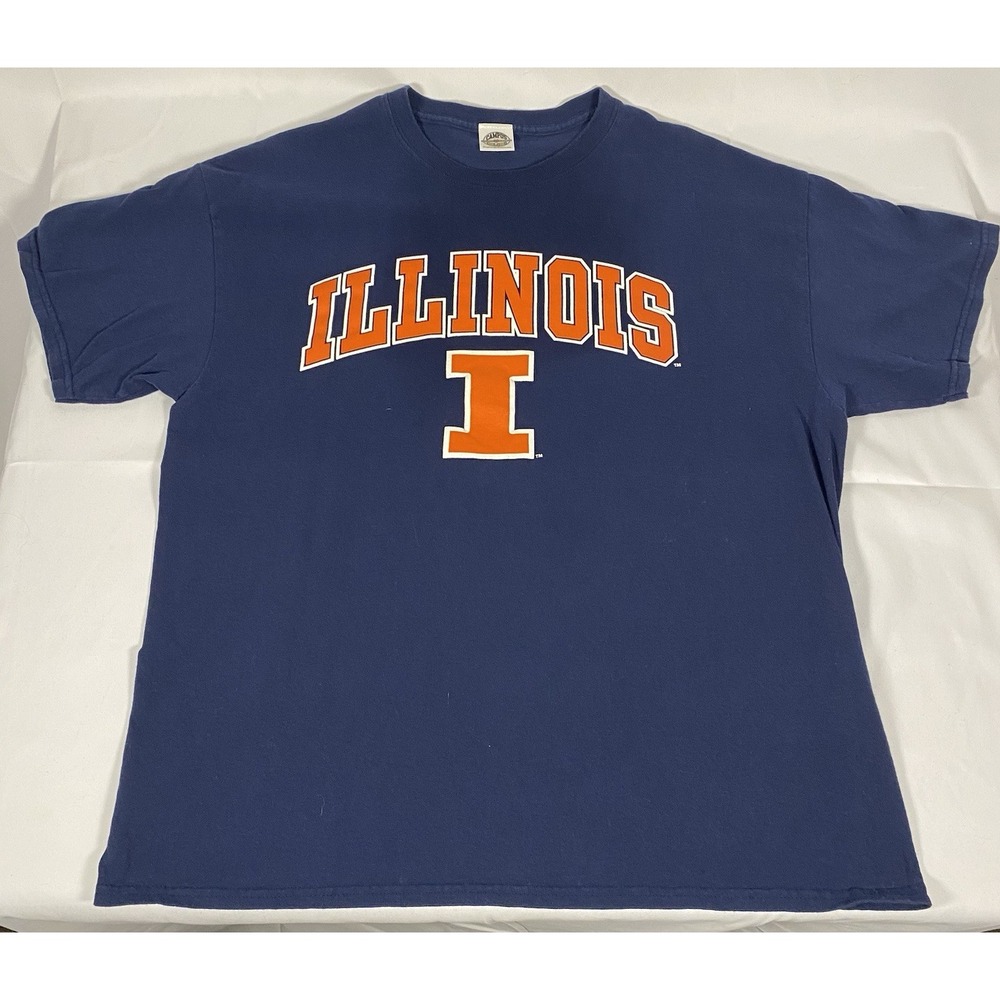 Illinois Fighting Illini T Shirt Men's Large Navy NCAA Campus Colors
